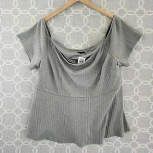 NWT Torrid Gray short sleeve Off Shoulder Textured Blouse 4X